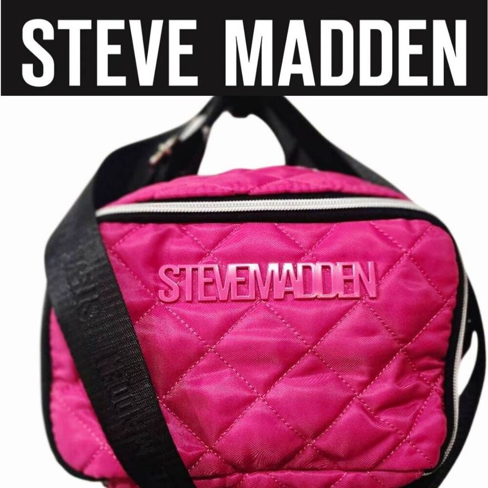 Steve Madden Quilted Insulated Crossbody Lunch Tote Bag- Pink